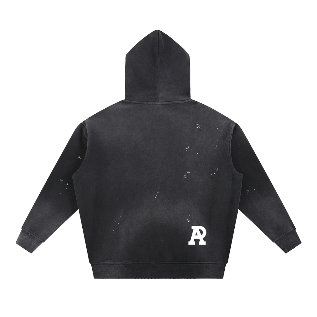 Vintage Washed Frayed Fleece Hoodie