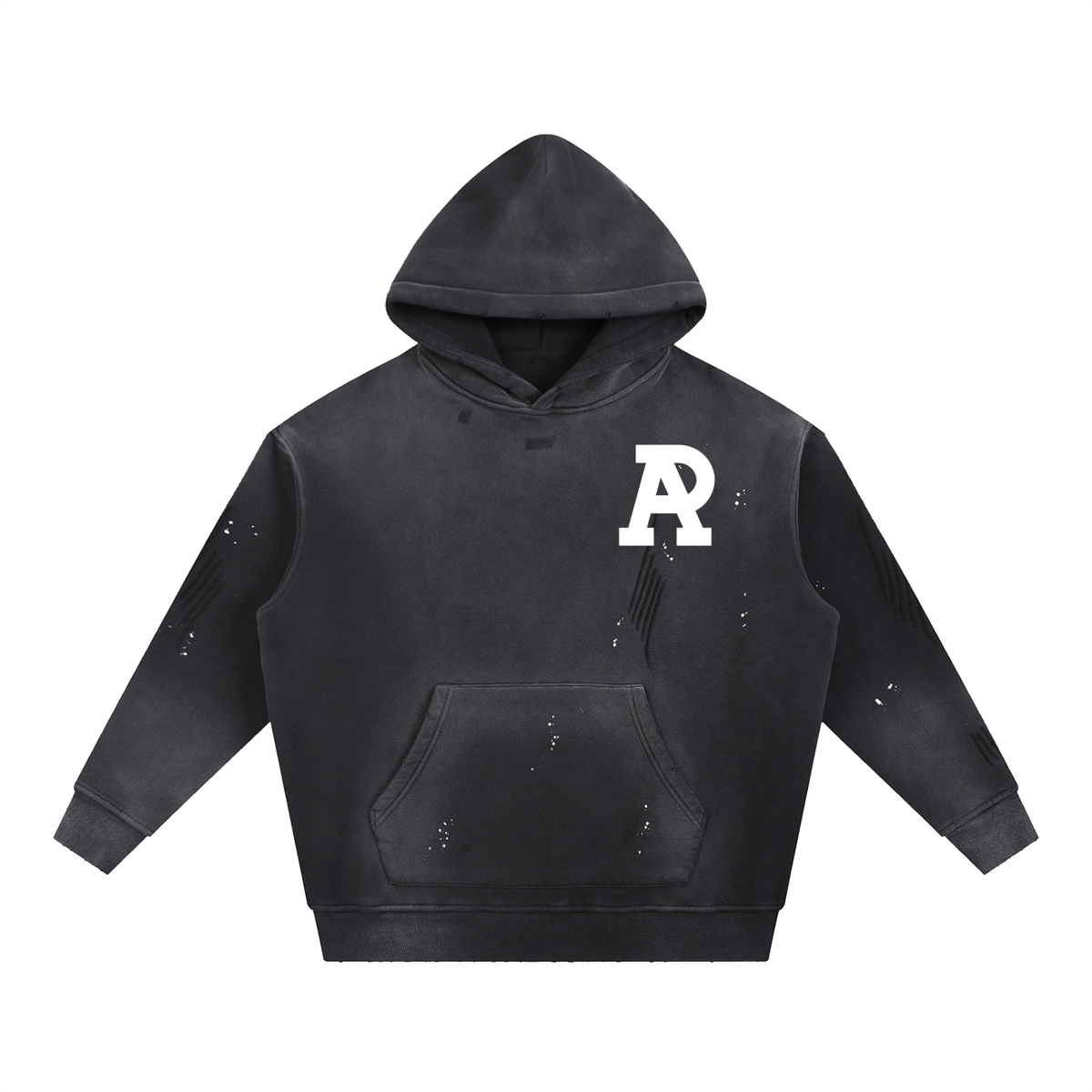 Vintage Washed Frayed Fleece Hoodie